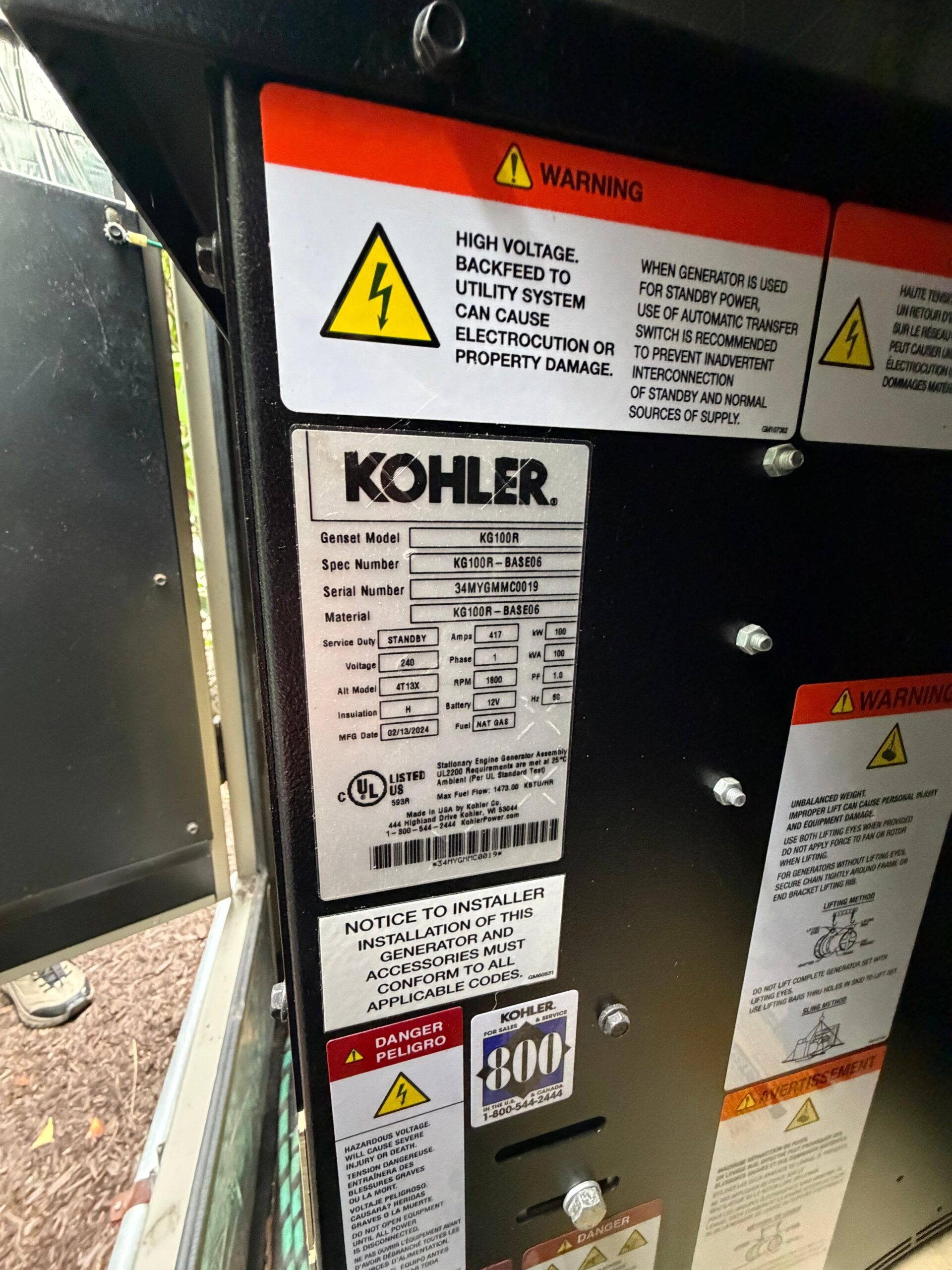 Electrical panel service for generator system